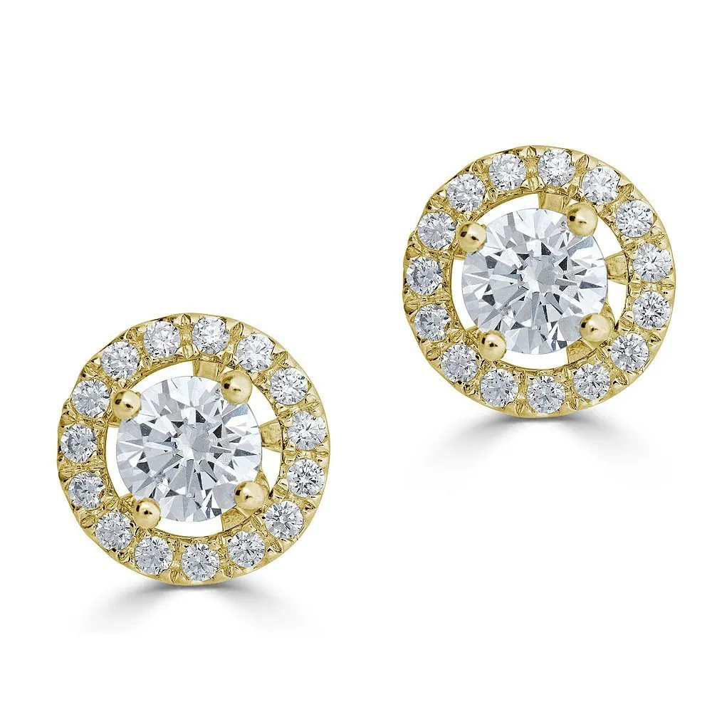 14KT 1/5 CTW Diamond Round Halo Earring Jackets For 0.35 CT Stone