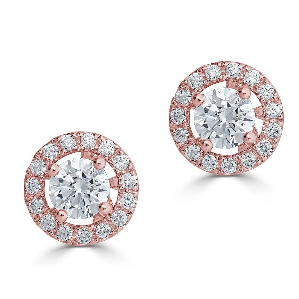 14KT 1/5 CTW Diamond Round Halo Earring Jackets For 0.35 CT Stone