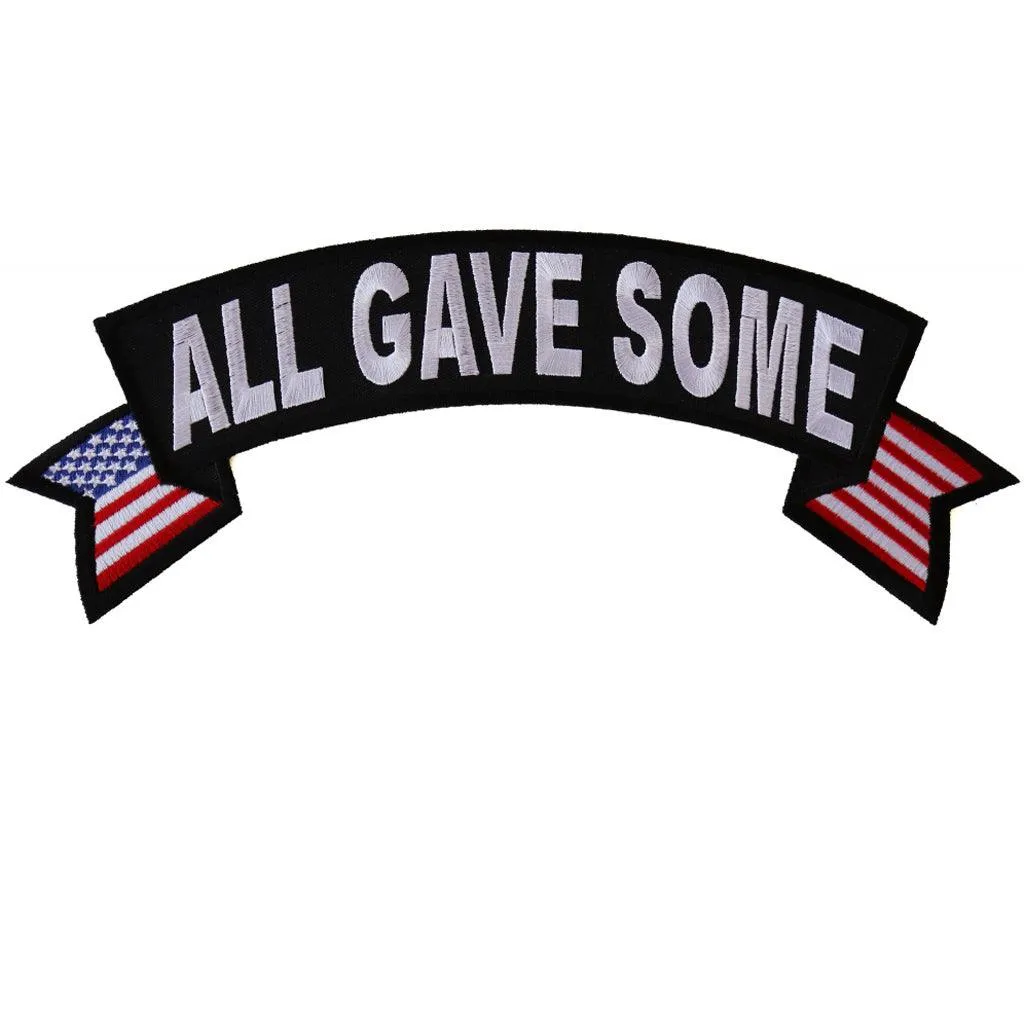 All Gave Some Top Rocker Veteran Patch With US Flags - 11x4 inch