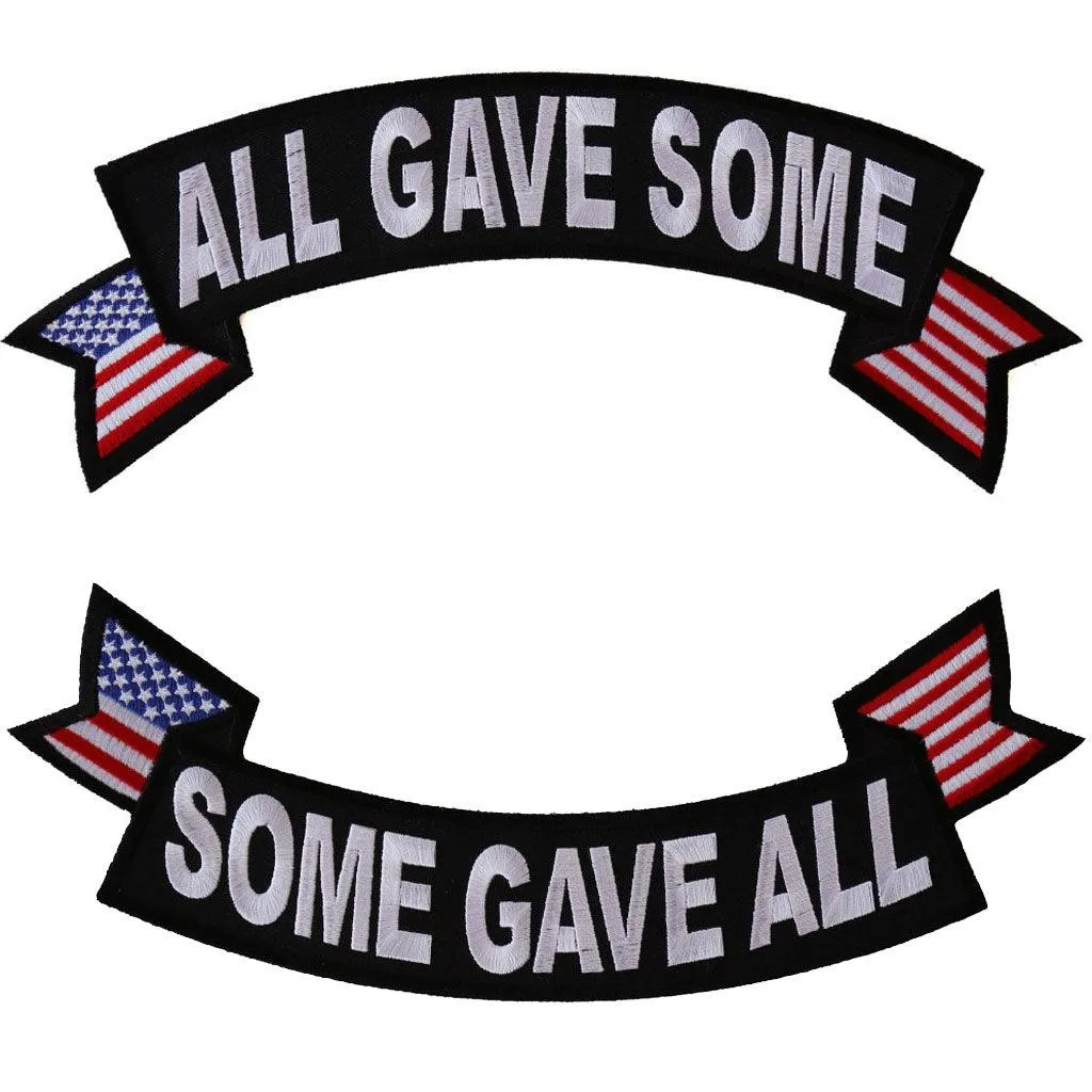 All Gave Some Top Rocker Veteran Patch With US Flags - 11x4 inch