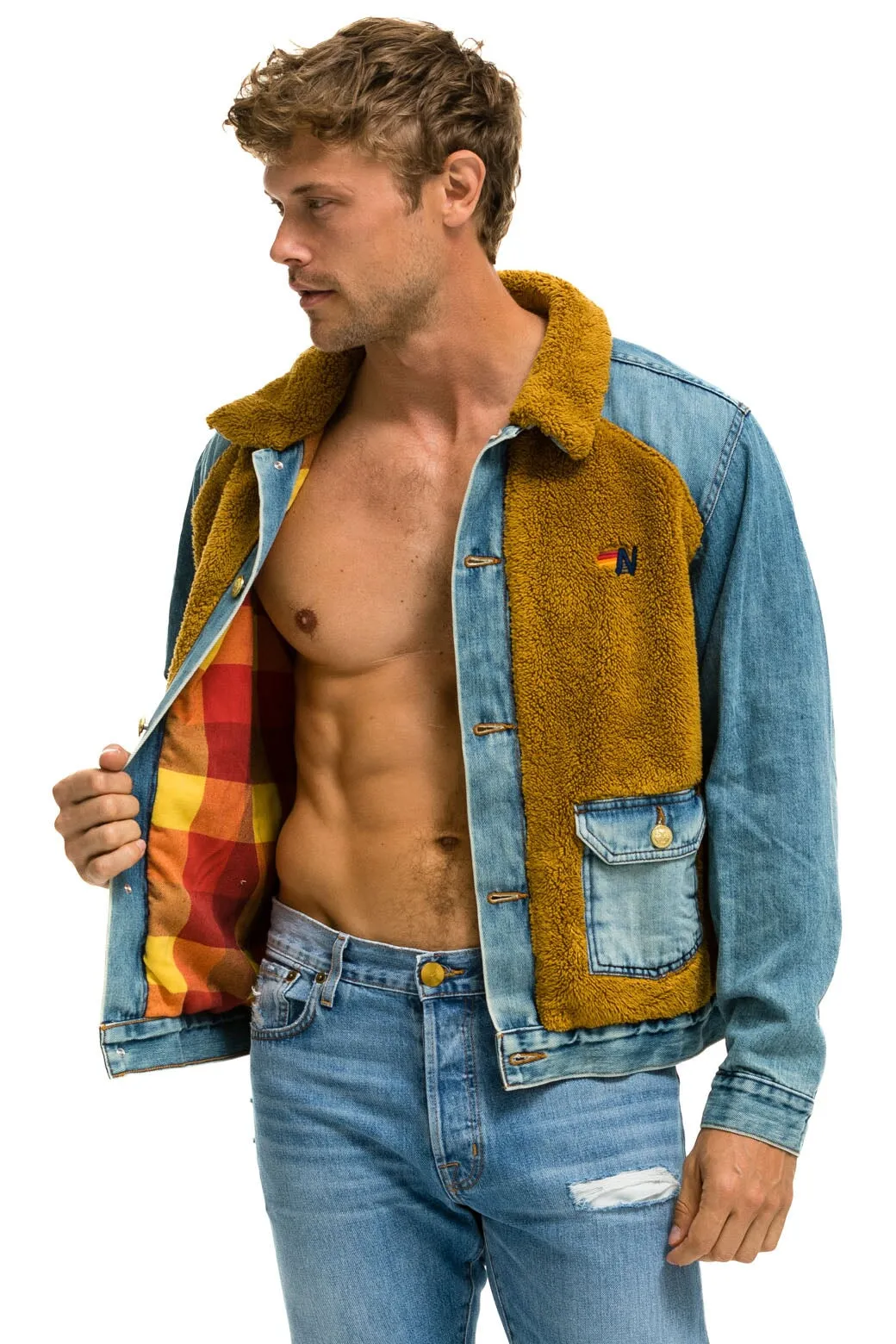 ASPEN SHERPA UNISEX DENIM JACKET - MEDIUM VINTAGE