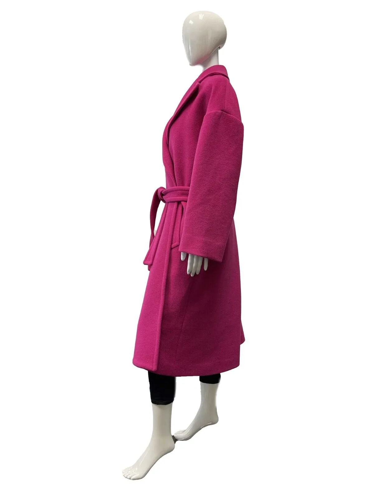 Balenciaga Excellent Hot Pink Camel Hair Wool Oversized Belt Coat 34 US 4