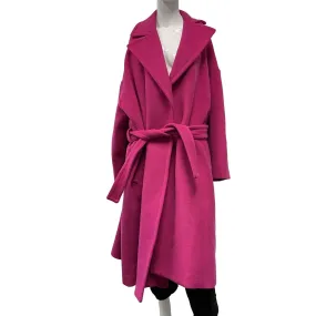 Balenciaga Excellent Hot Pink Camel Hair Wool Oversized Belt Coat 34 US 4