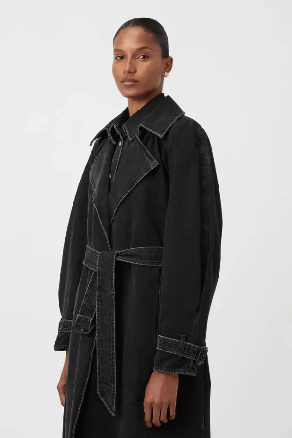 Bea Denim Trench Coat Soft Black