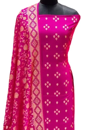 Beautiful Pink Banarasi Silk Suit Set