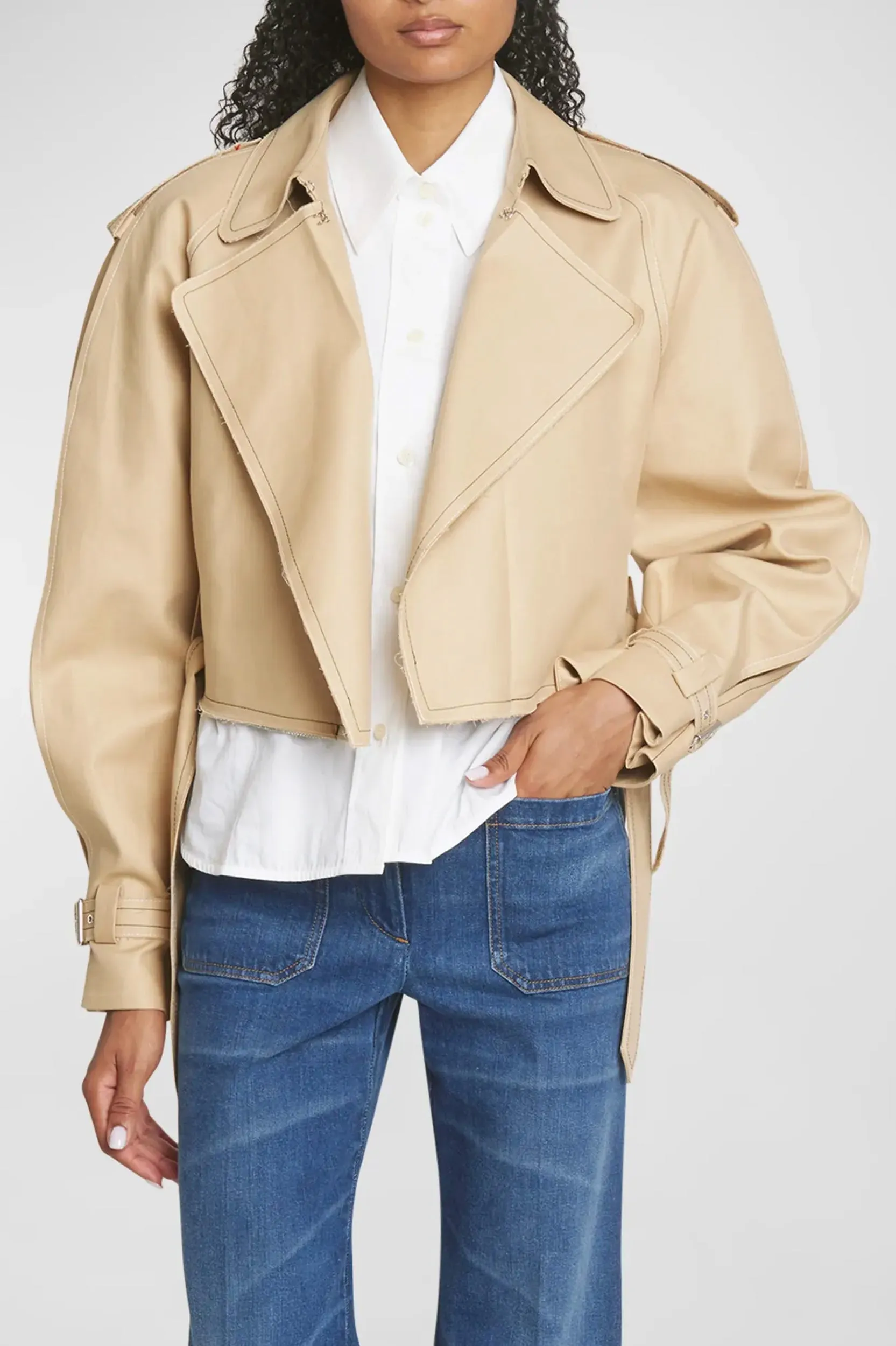 Belted Short Trench Jacket in Honey