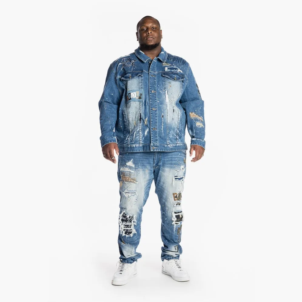 Big and Tall Doodle Fashion Jacket - Bristol Blue