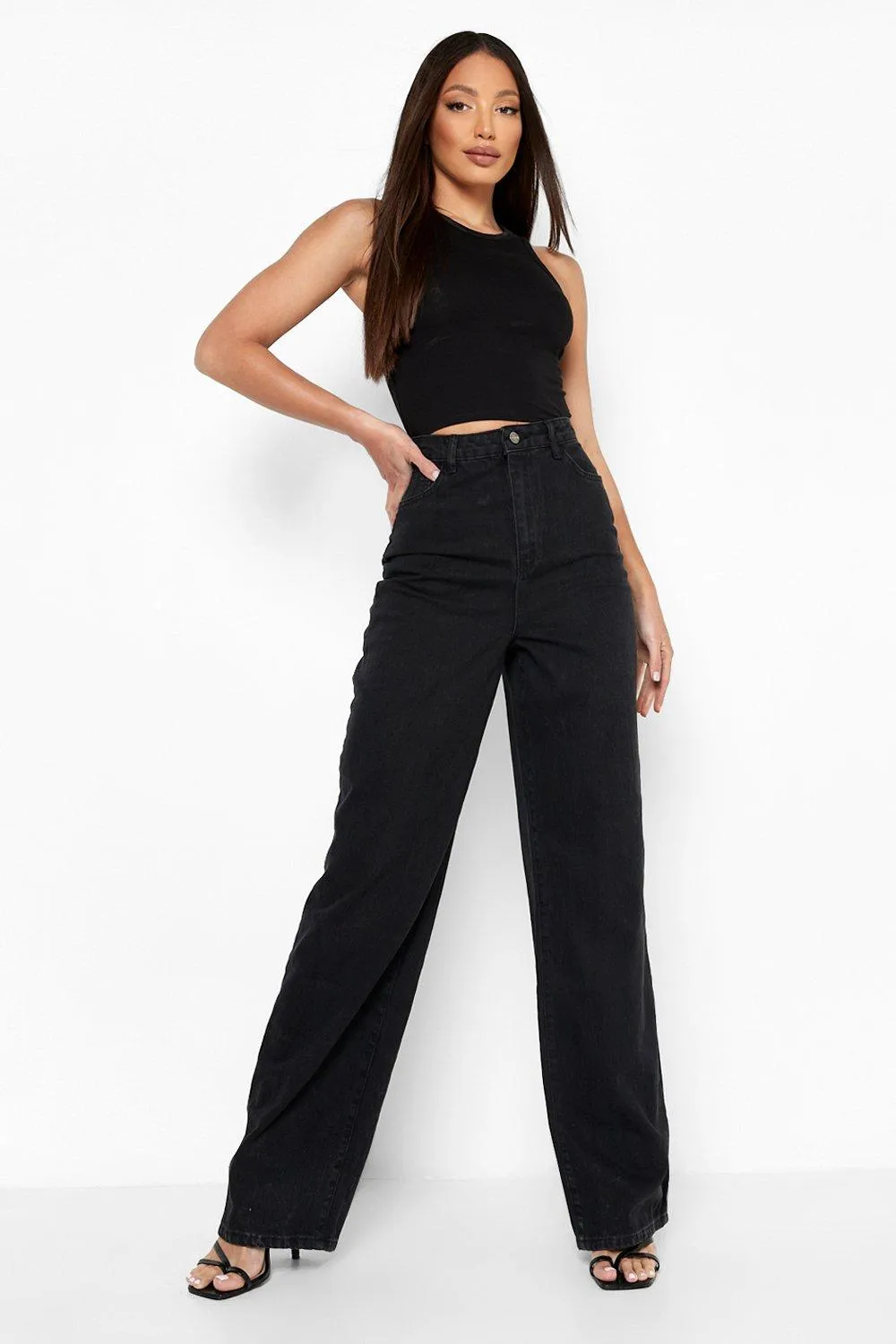 Blackish Super Rise Straight Leg Jeans