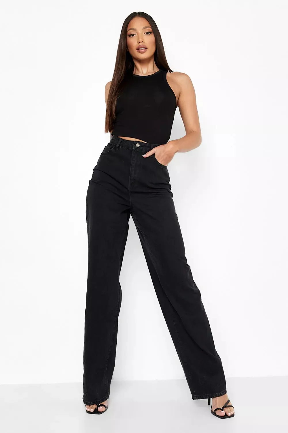 Blackish Super Rise Straight Leg Jeans