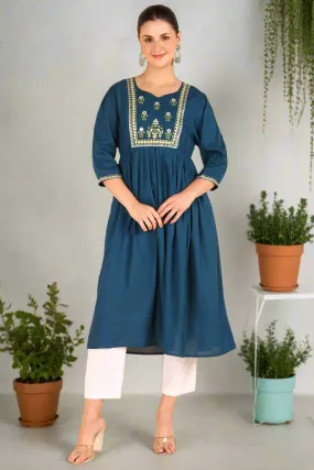 Blue Maternity Feeding Kurti