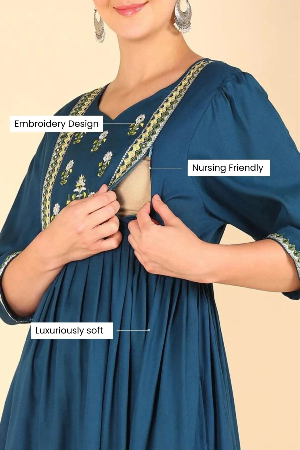 Blue Maternity Feeding Kurti