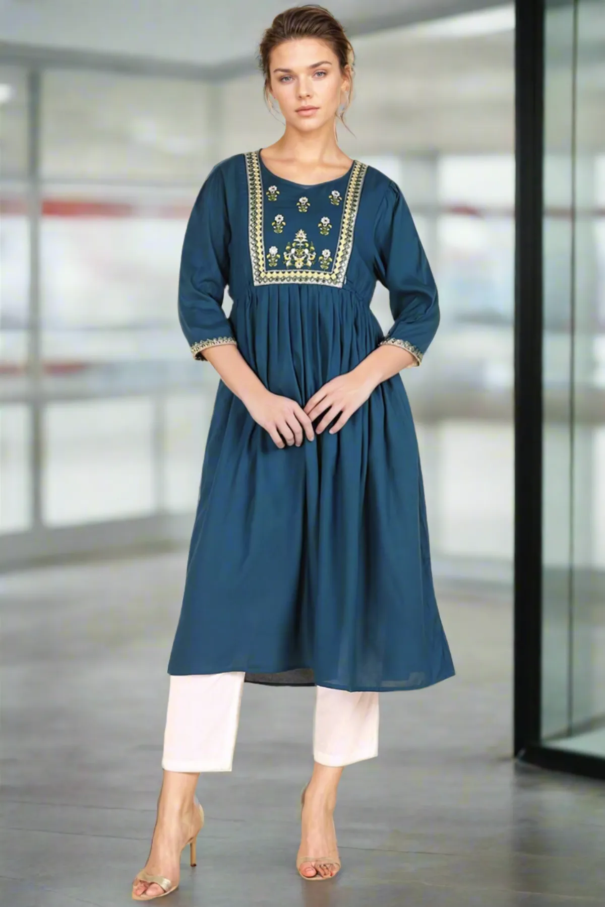 Blue Maternity Feeding Kurti