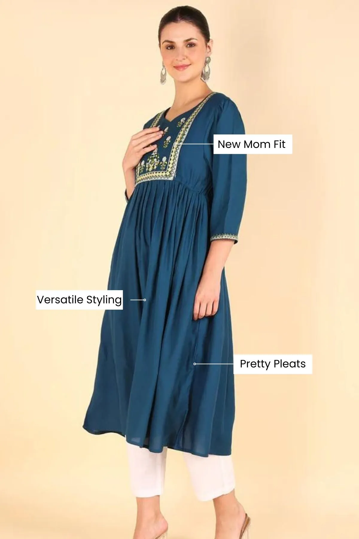 Blue Maternity Feeding Kurti