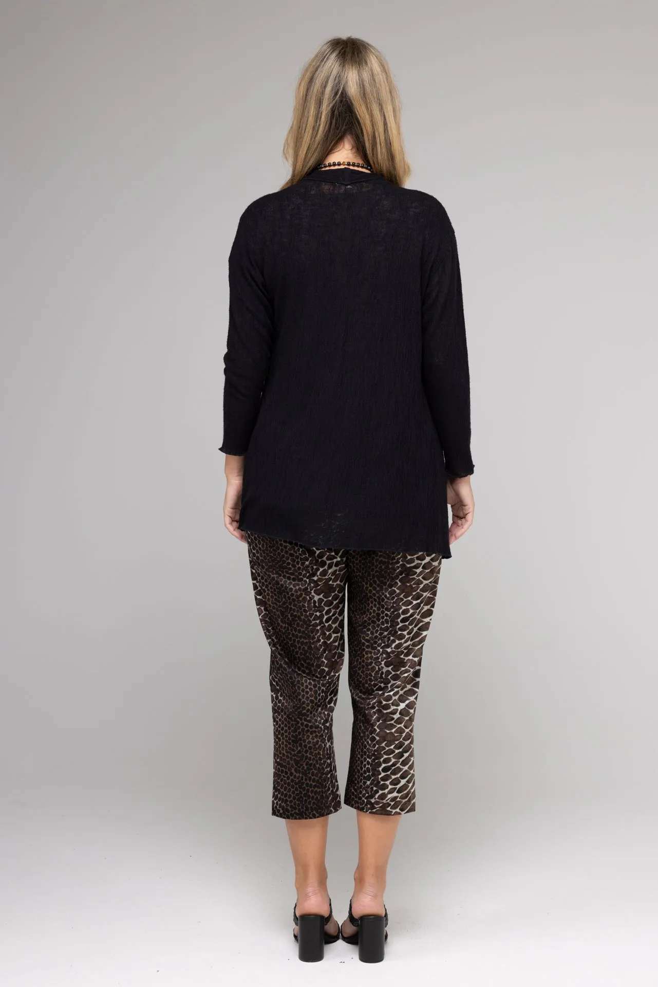 Boa Print Stretch Cotton Sateen Capri Pants