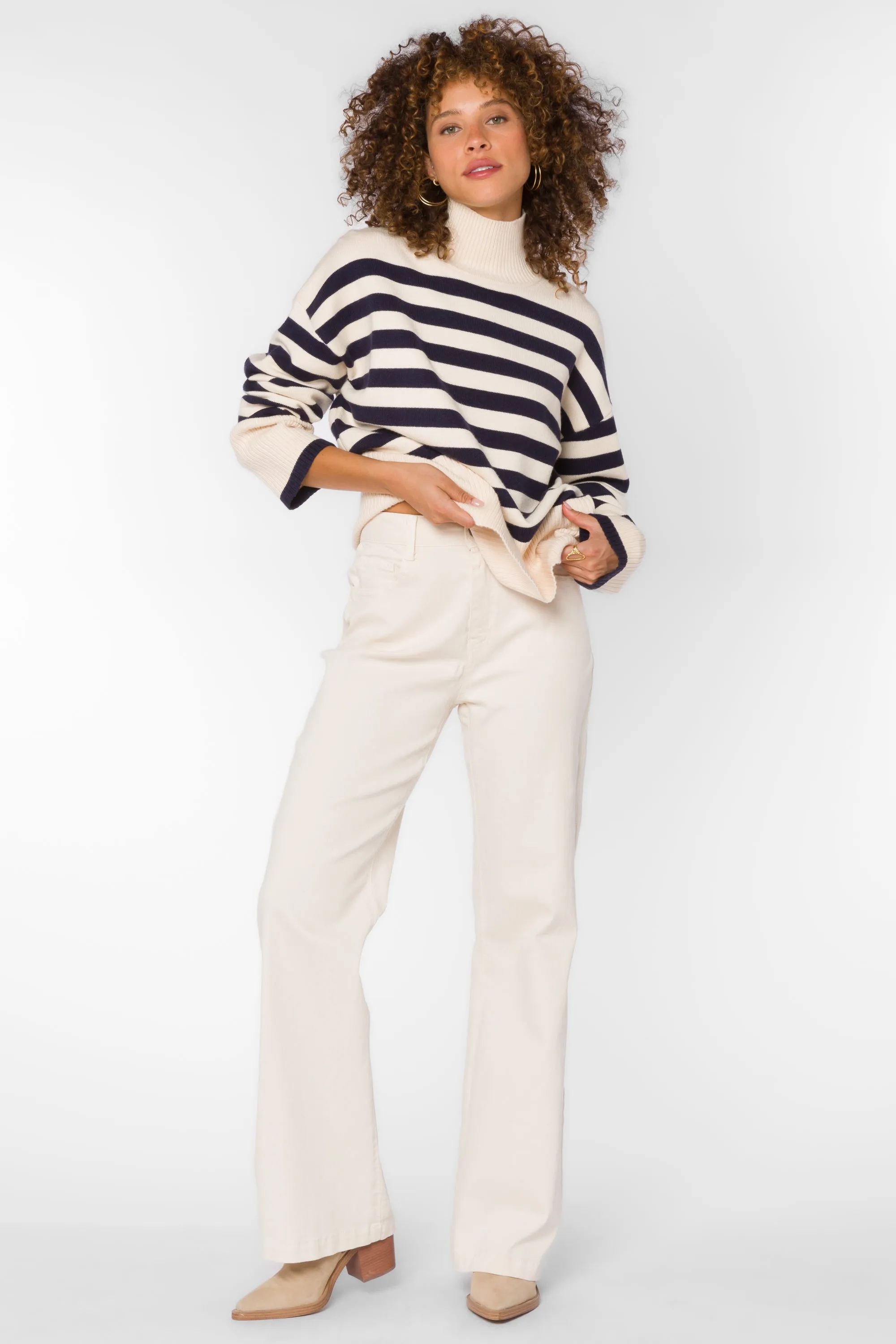 Caden Navy Ivory Stripe Sweater