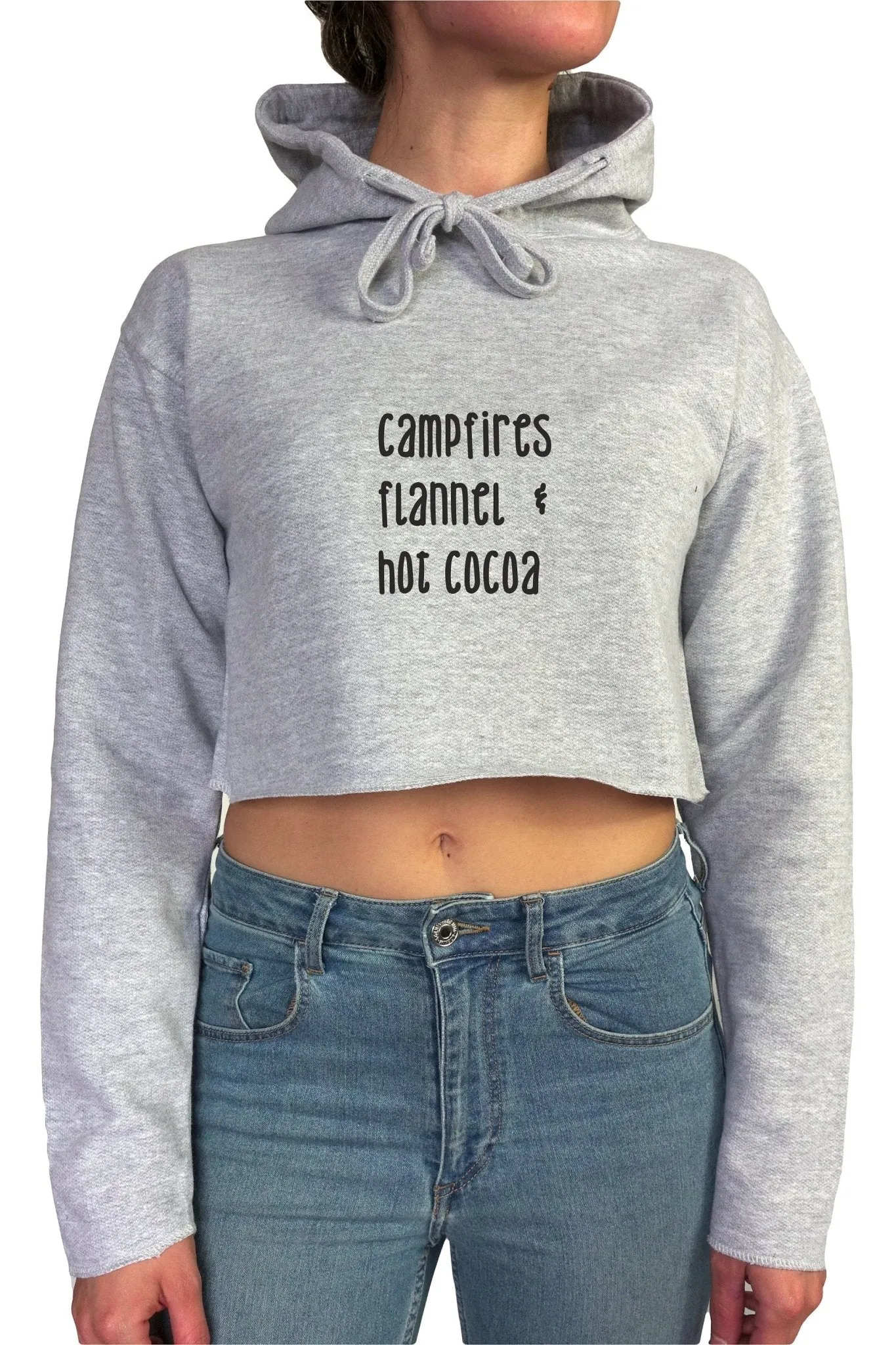 Campfires, flannel & Hot cocoa || Organic Cotton || Crop Hoodie