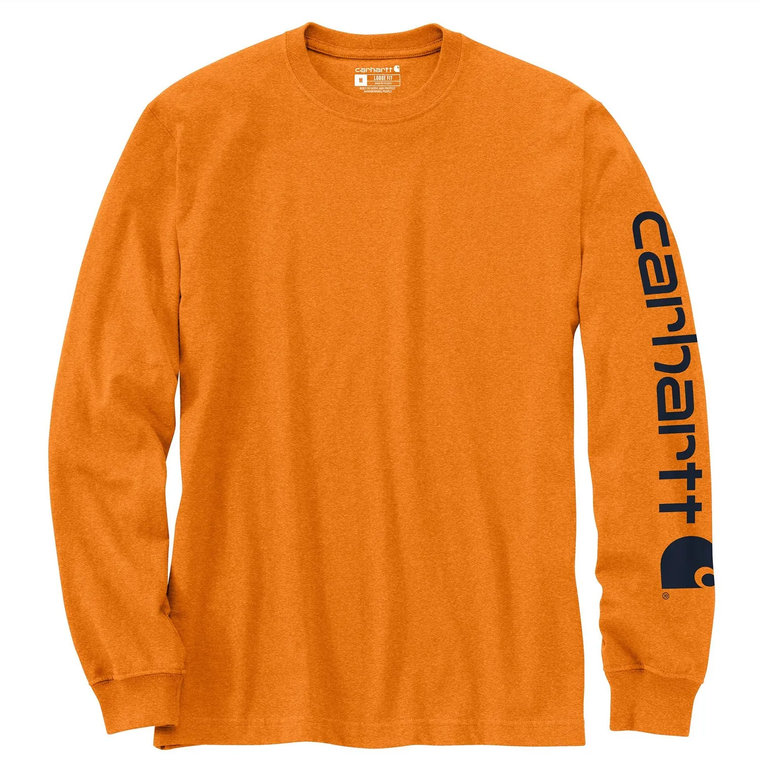 Carhartt Men's Signature Logo Long Sleeve T-Shirt_Marmalade Heather