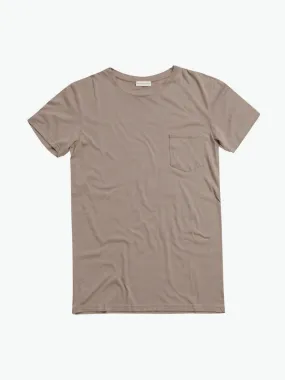 Crew Neck Modal-Blend Pocket T-shirt Beige