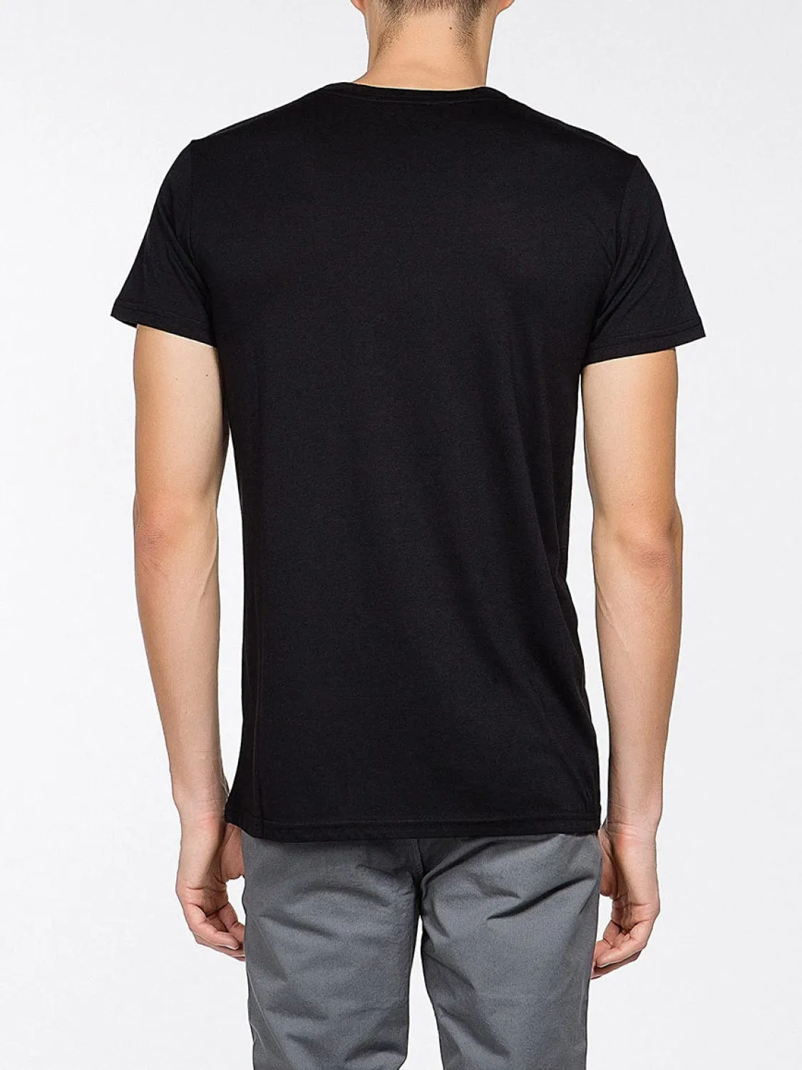 Crew Neck Modal-Blend Pocket T-shirt Black