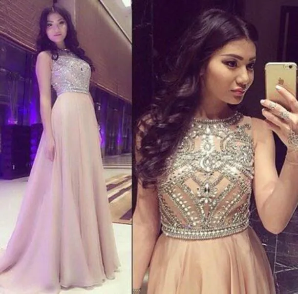 Custom Made A Line Round Neck Sleeveless Long Prom Dresses, Long Formal Dresses