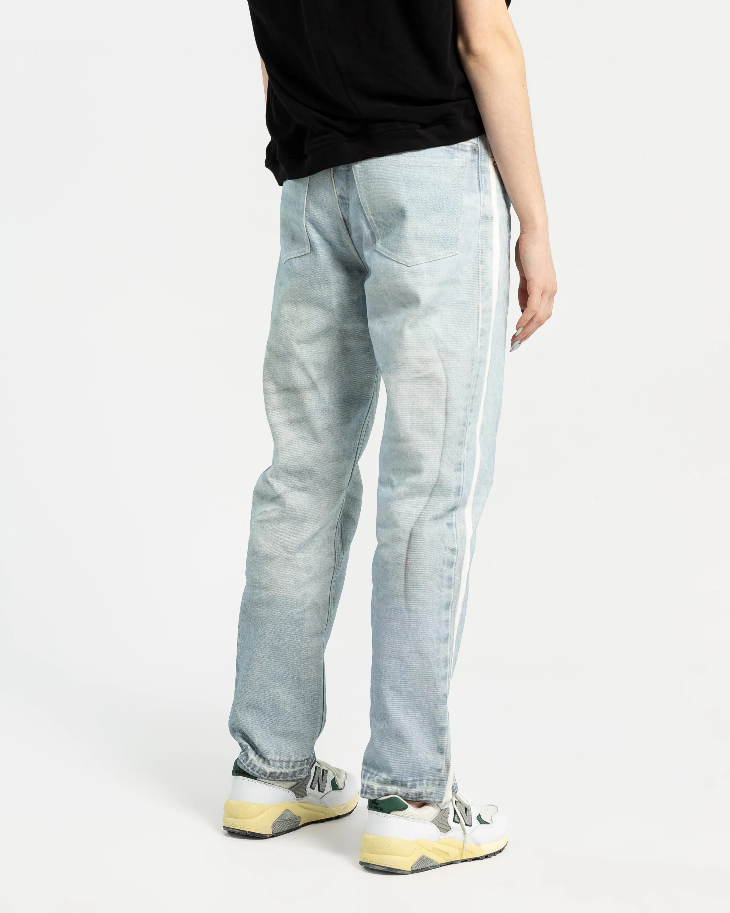 Digital Print Straight Jeans in Blue