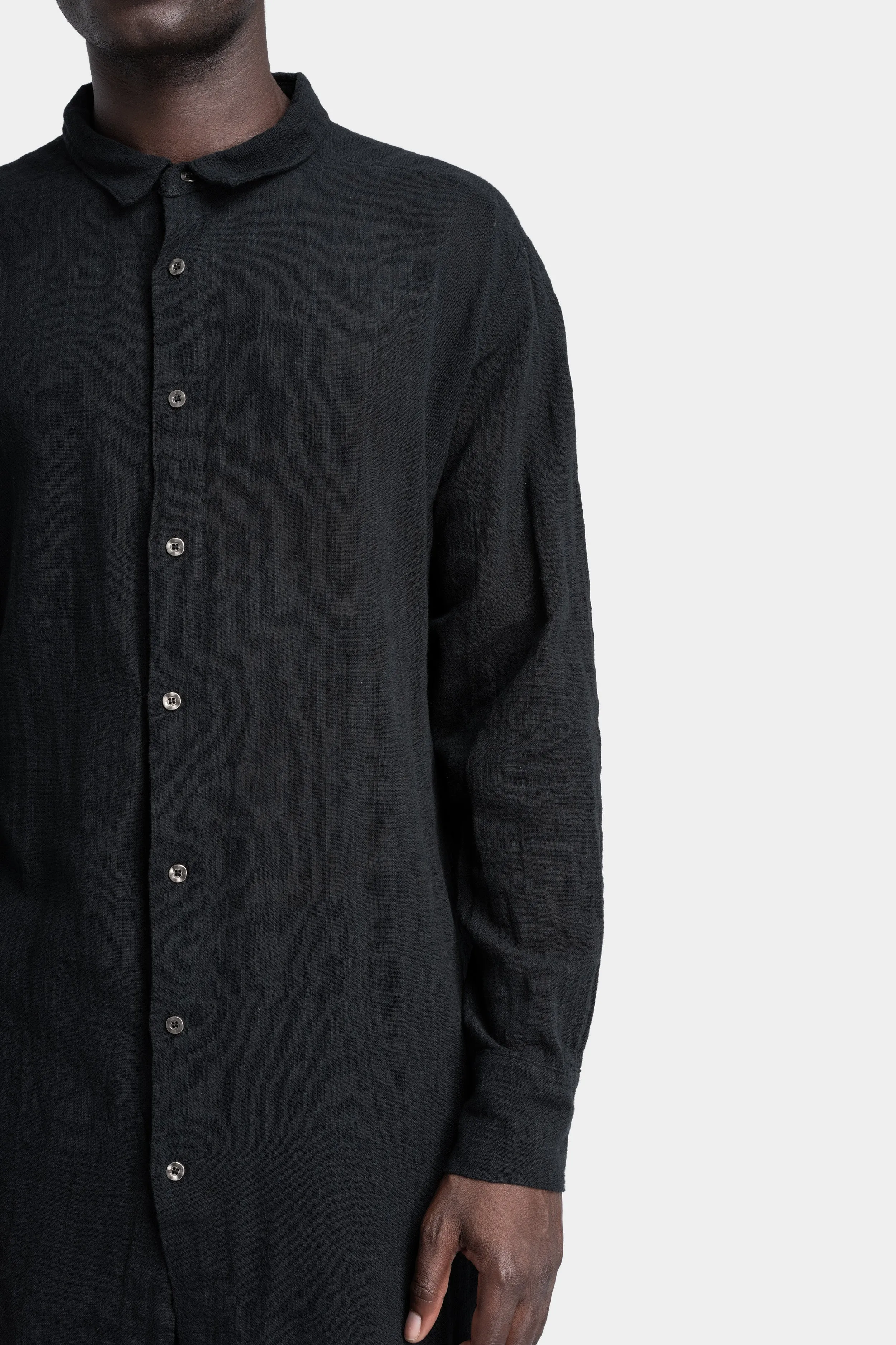 Gauze cotton long shirt, Black