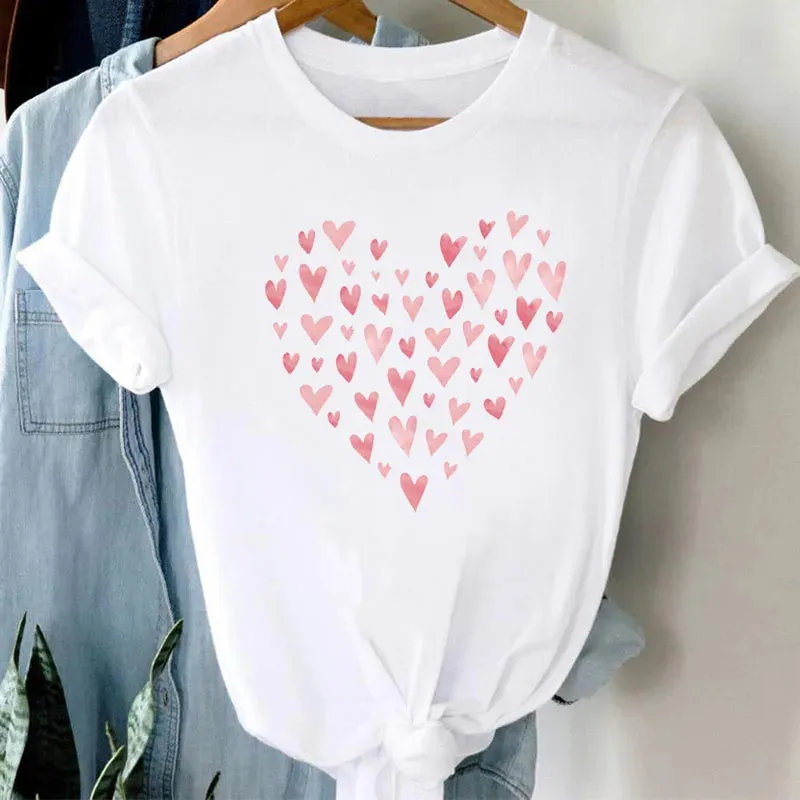 Geometric Love Heart Women T Shirt - 14 Styles