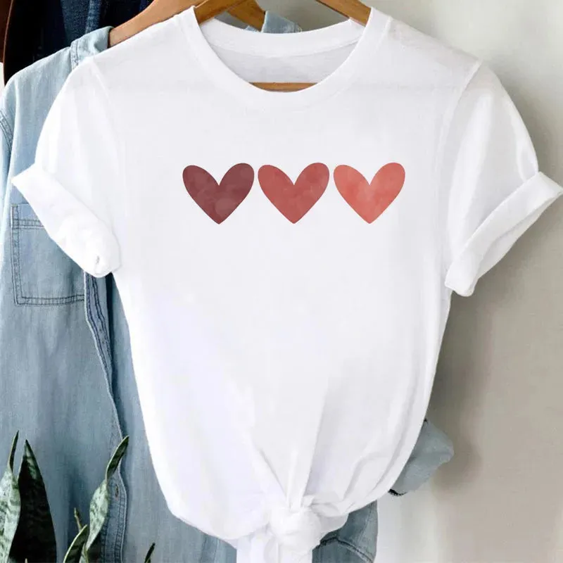 Geometric Love Heart Women T Shirt - 14 Styles