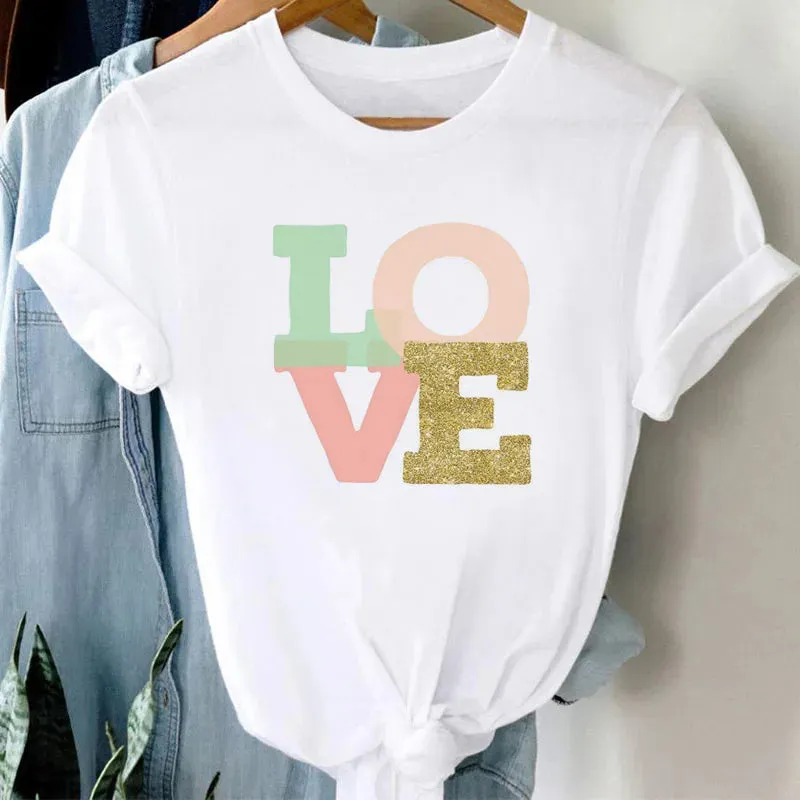 Geometric Love Heart Women T Shirt - 14 Styles