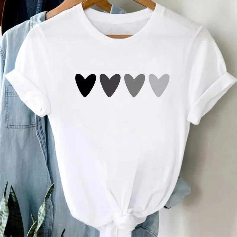 Geometric Love Heart Women T Shirt - 14 Styles