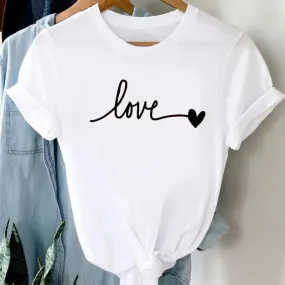 Geometric Love Heart Women T Shirt - 14 Styles