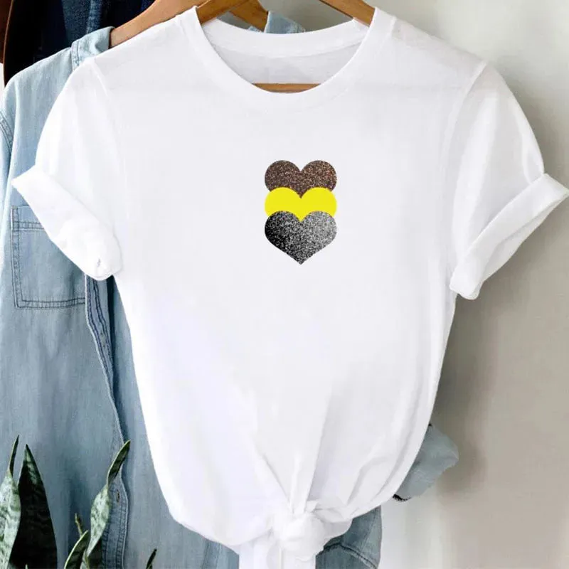 Geometric Love Heart Women T Shirt - 14 Styles