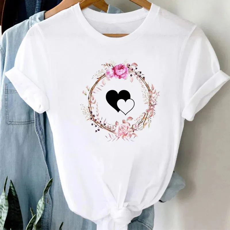 Geometric Love Heart Women T Shirt - 14 Styles