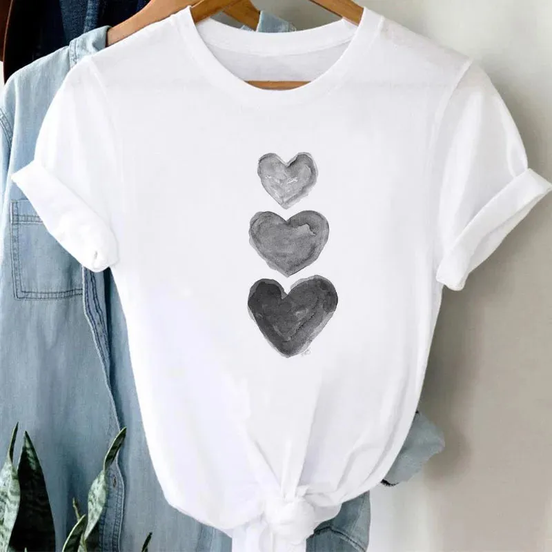 Geometric Love Heart Women T Shirt - 14 Styles