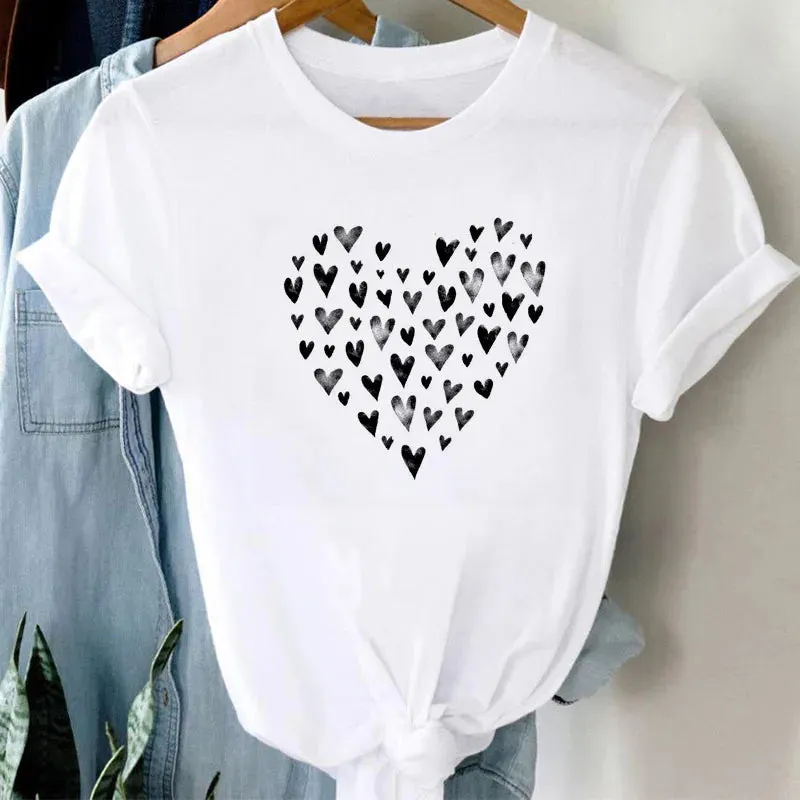 Geometric Love Heart Women T Shirt - 14 Styles