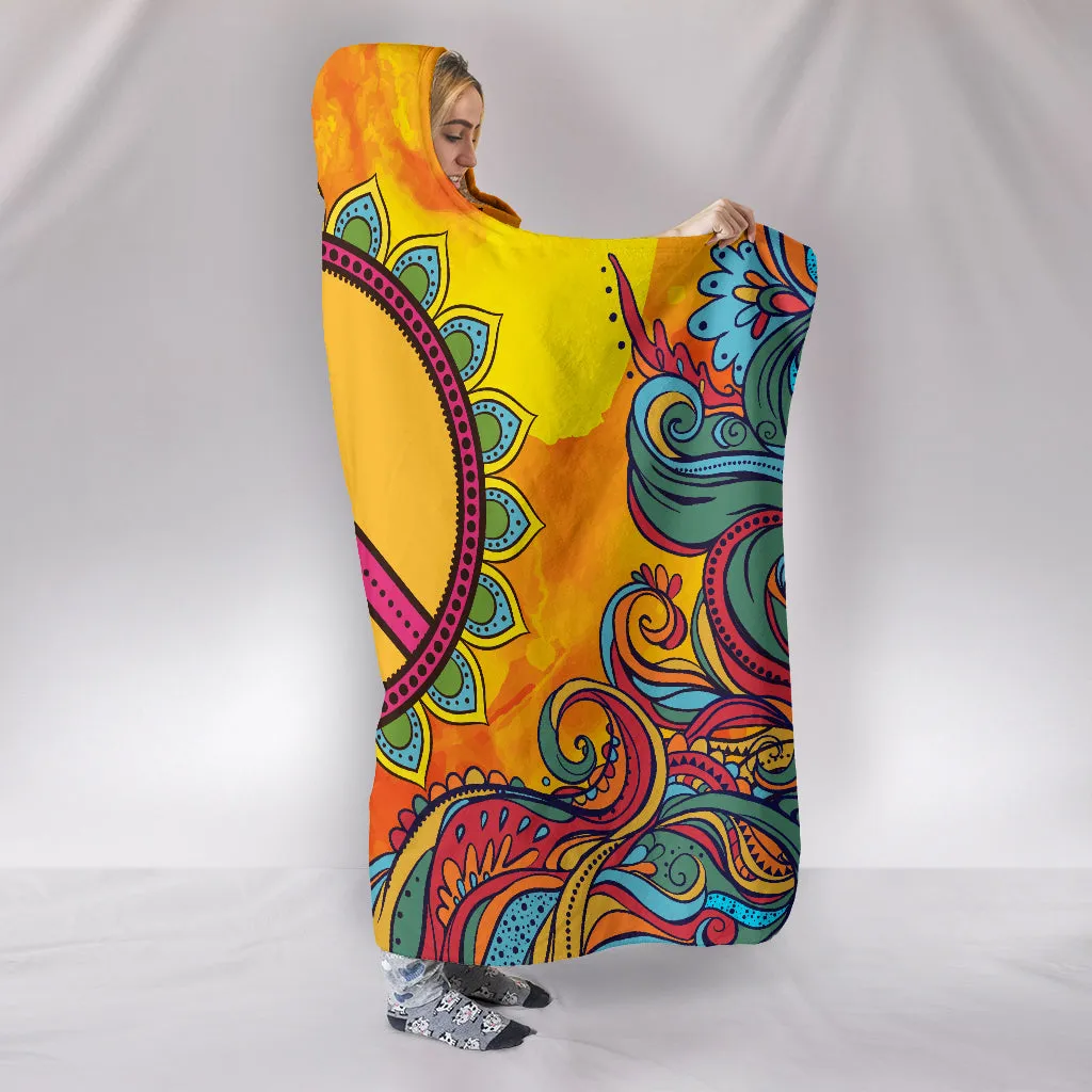 Hippie Peace Hoodie Blanket