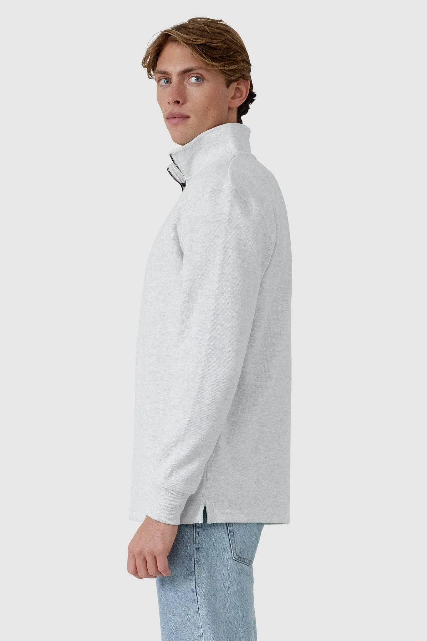 Kellock Ribbed Quarter Zip White Marle