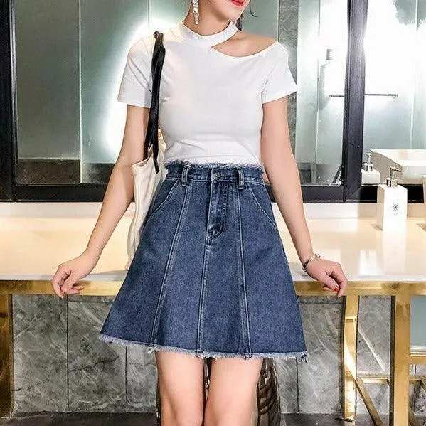 KittenAlarm - Kailyn Denim A-line Skirt