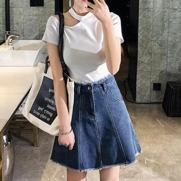 KittenAlarm - Kailyn Denim A-line Skirt