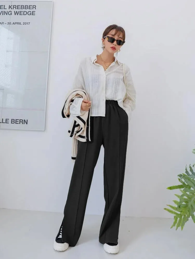 Loose Fit Wide Leg Basic Pants