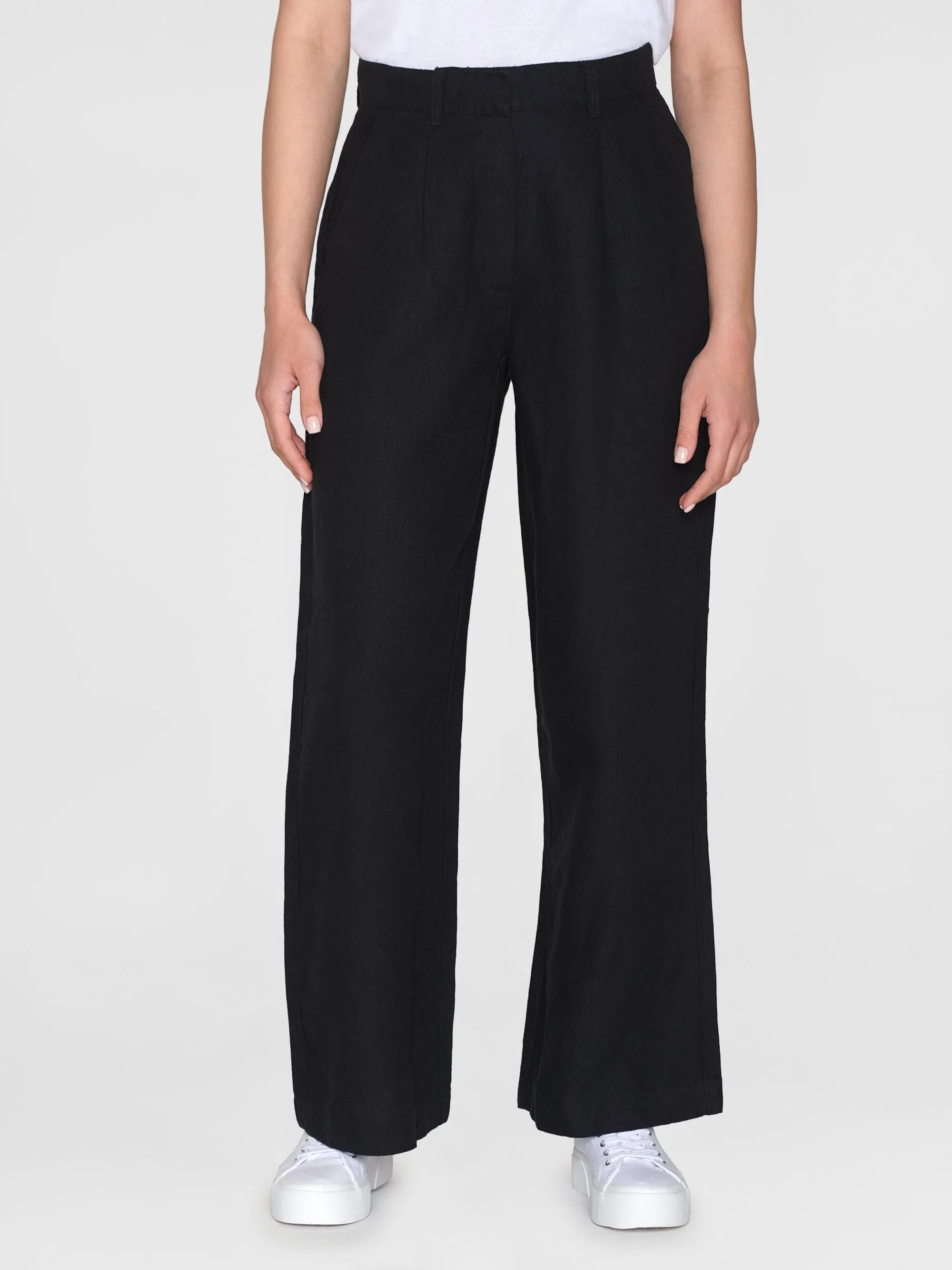 Loose natural linen pants - Black Jet