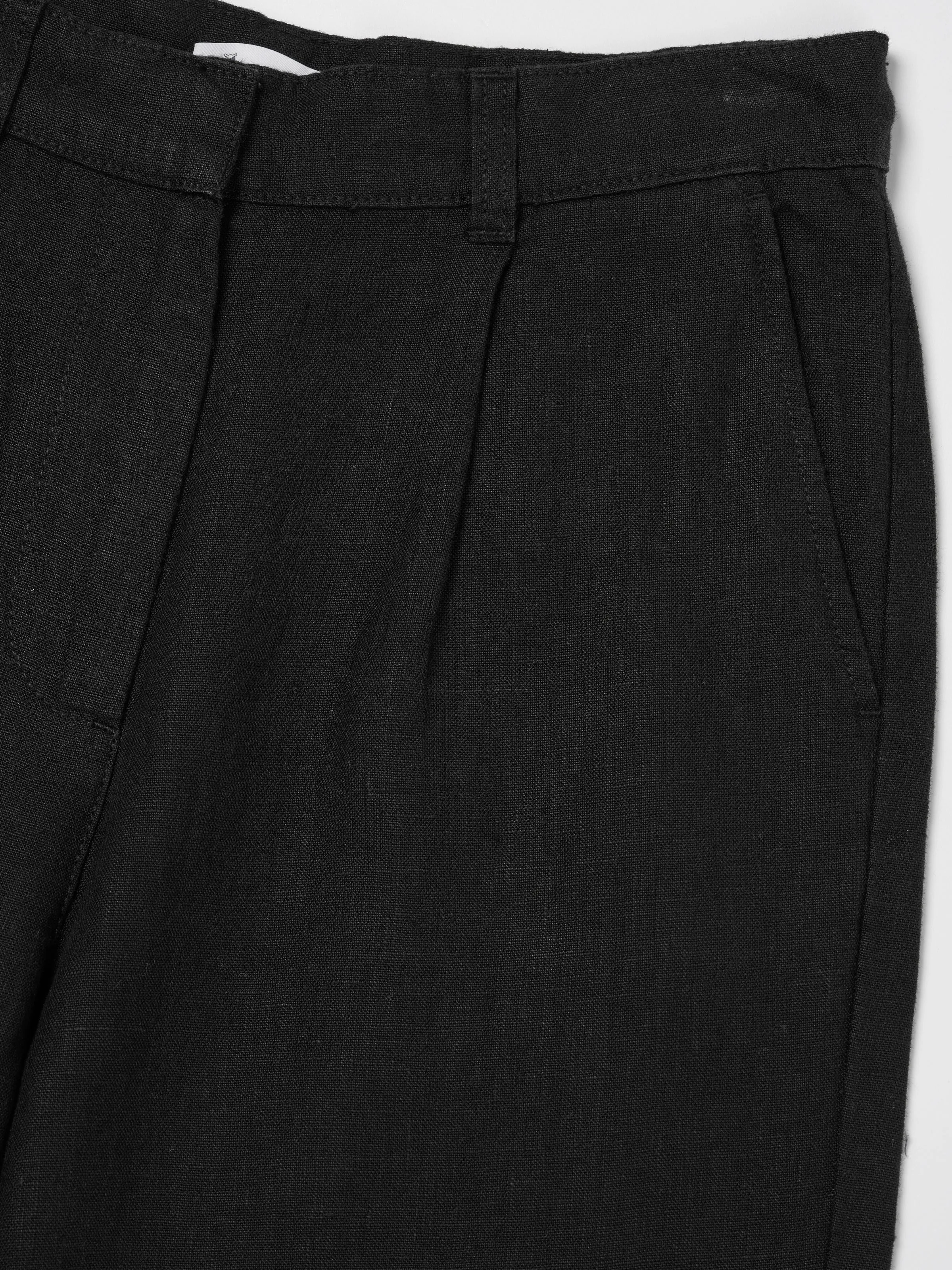 Loose natural linen pants - Black Jet