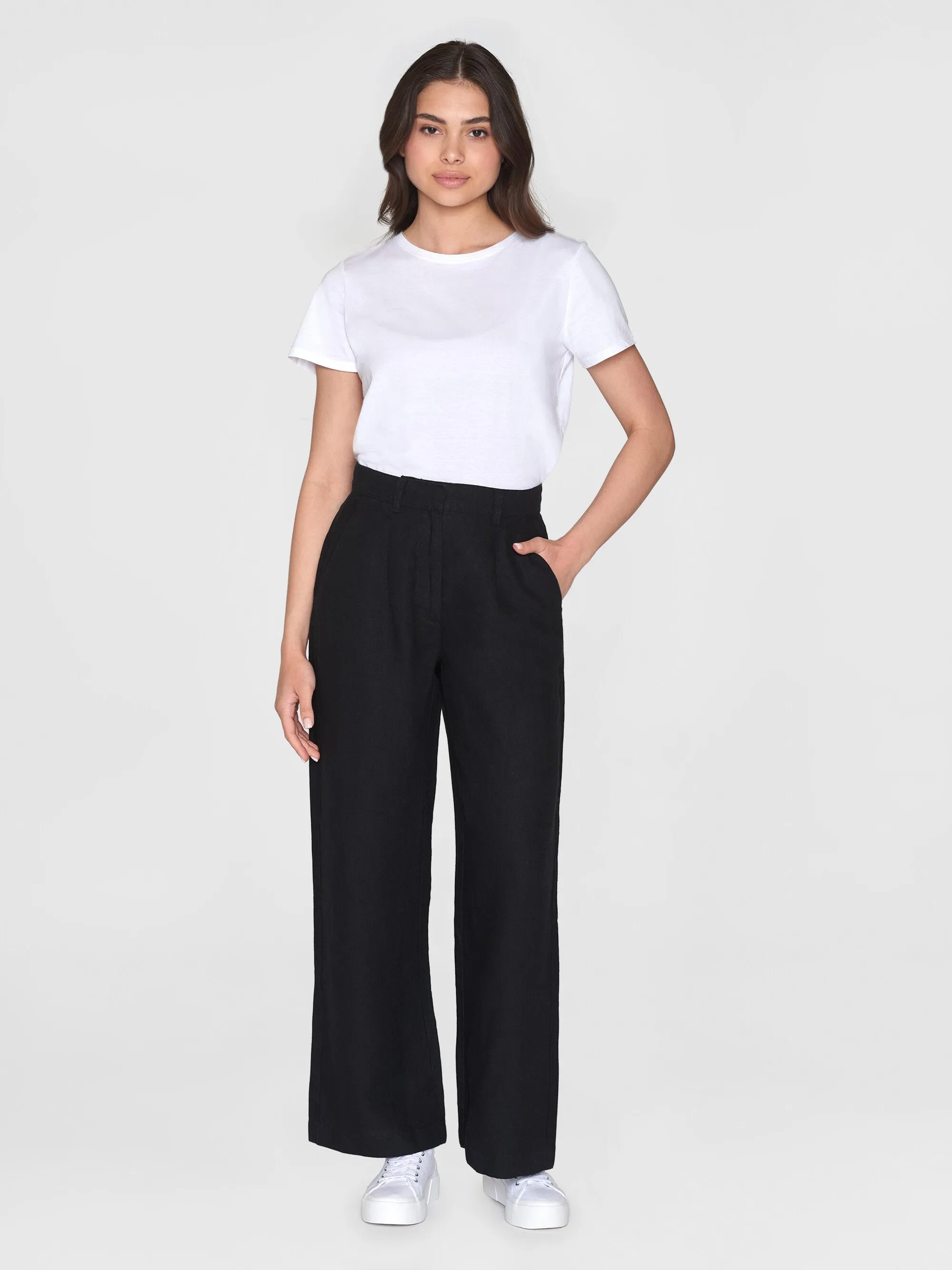 Loose natural linen pants - Black Jet