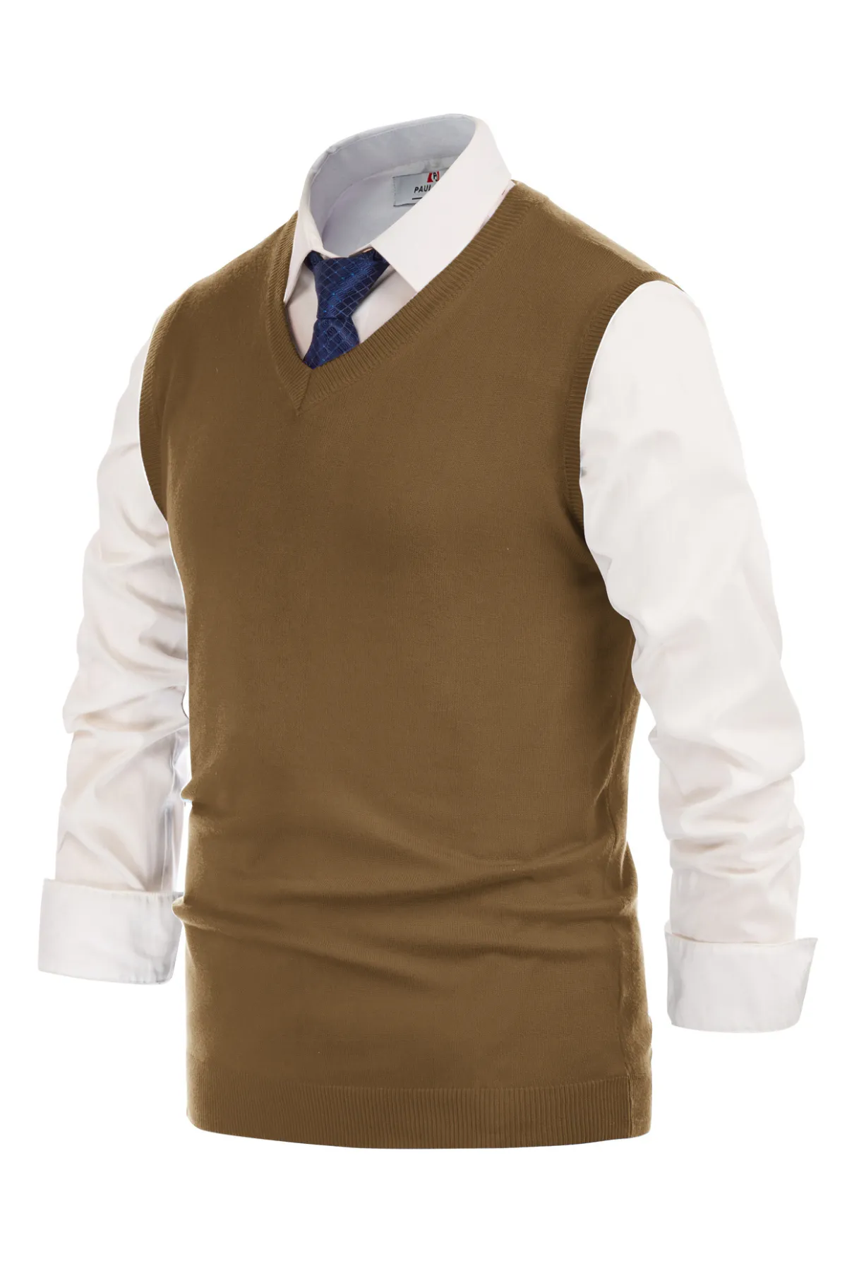 Mens V-Neck Knitted Sweater Vest Solid Plain Sleeveless Pullover Knitwears