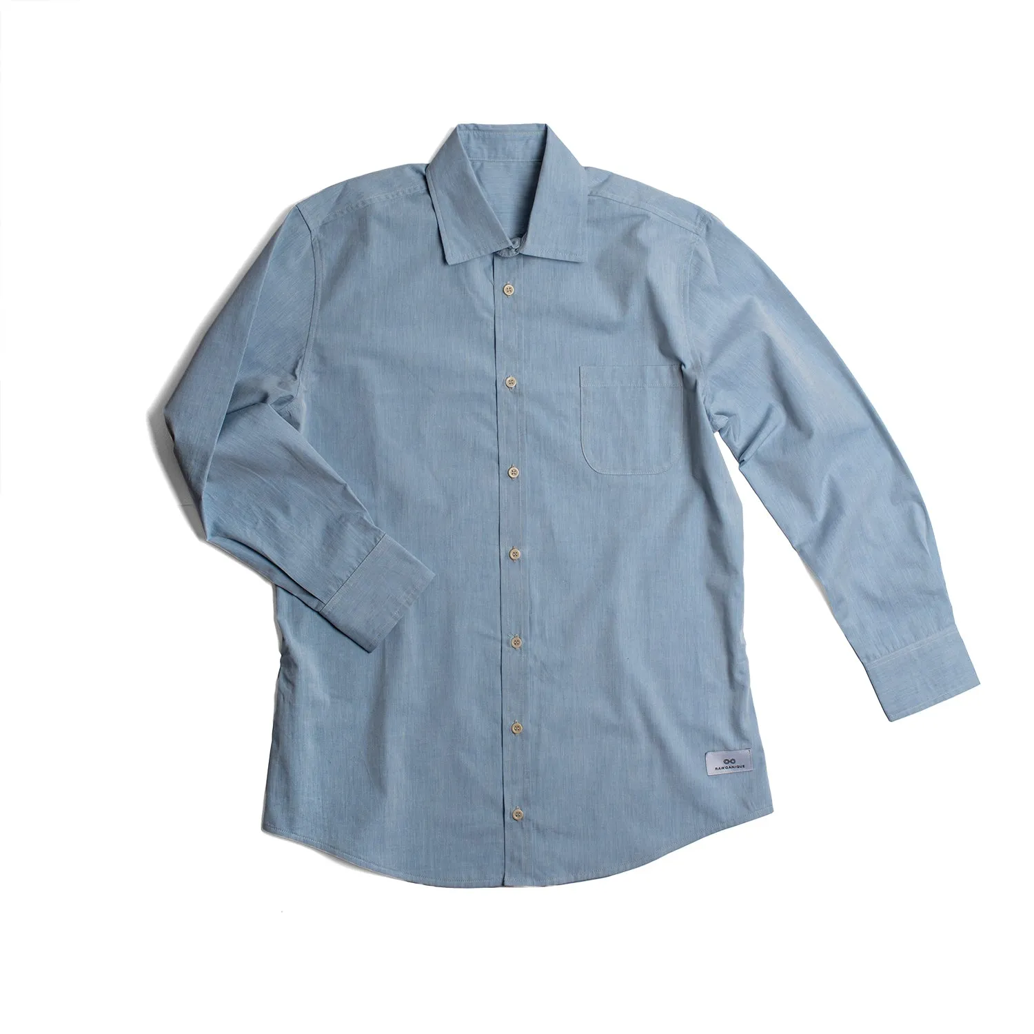 PARK PLACE 100% Organic Cotton Long-Sleeve Shirt (OC Thread, Plastic-Free Nut Buttons) (100% Biodegradable)