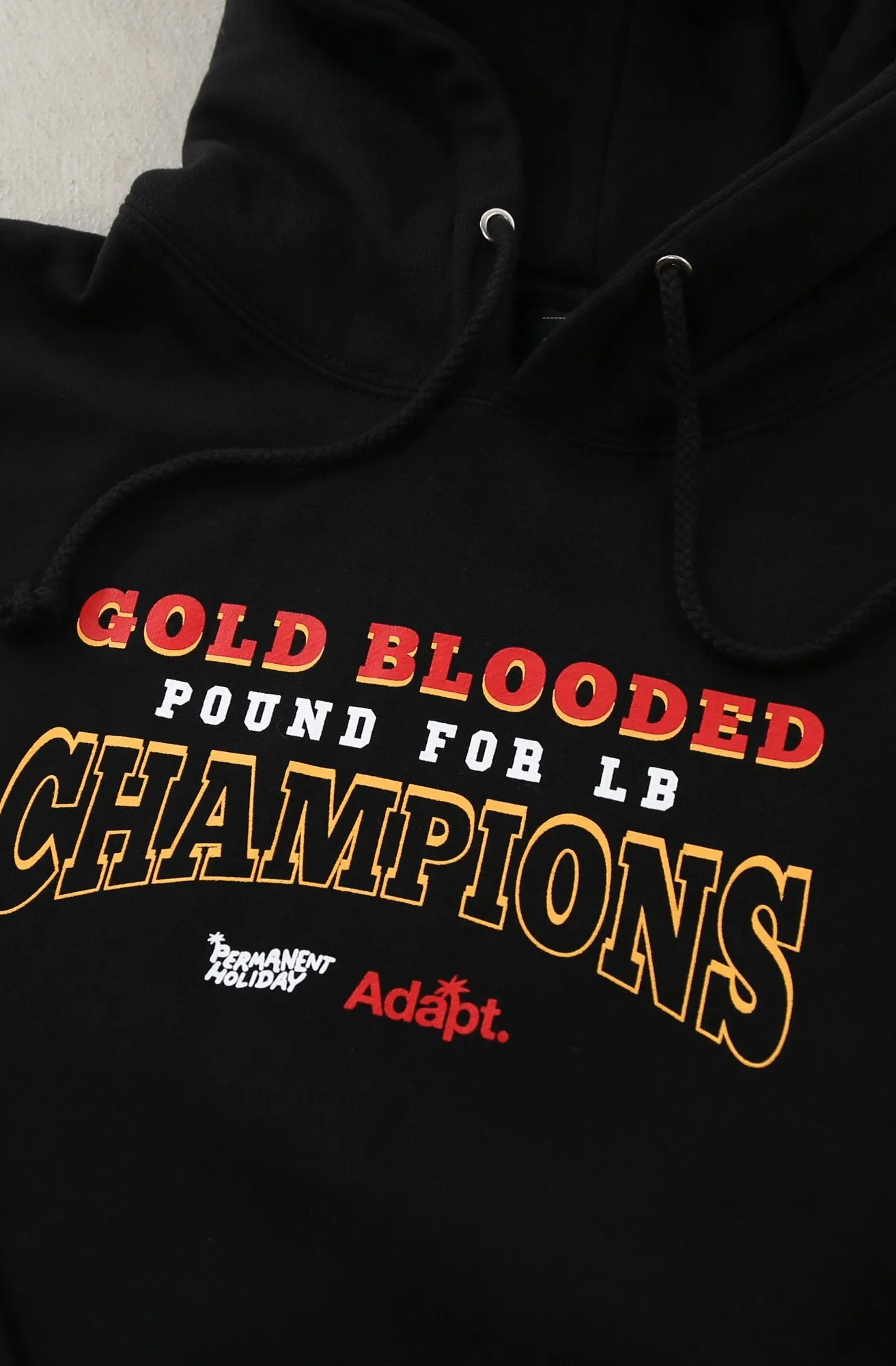 Permanent Holiday X Adapt :: Gold Blooded Holiday (Men's Black Hoody)