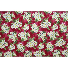 Plumeria Bouquet Hawaiian Fabric | Red RED-0002C