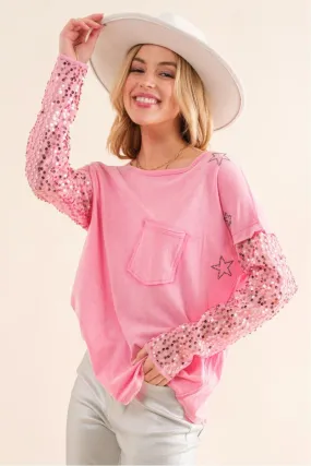 Sequin Sleeve Top