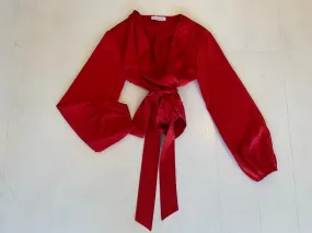 Silk Wrap Top in Red