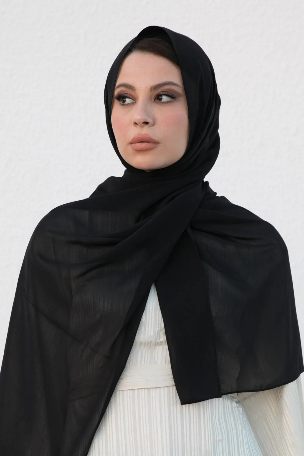 Sleek black Chiffon hijab